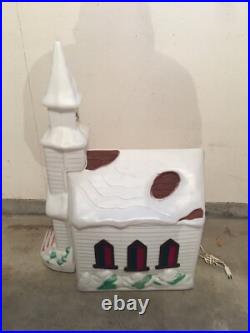 Vintage 1994 Empire Large Christmas Lighted Church Blow Mold Issues READ
