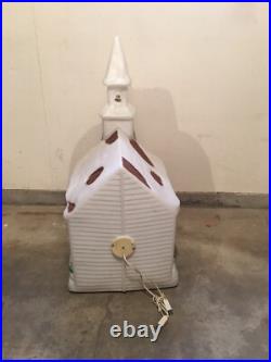 Vintage 1994 Empire Large Christmas Lighted Church Blow Mold Issues READ