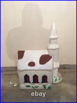 Vintage 1994 Empire Large Christmas Lighted Church Blow Mold Issues READ
