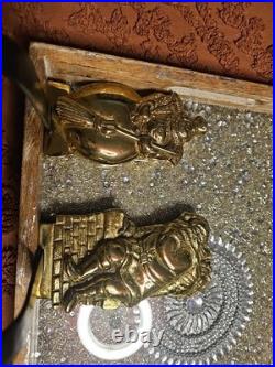 Vintage 1998 Brass Virginia Metalcrafters Santa/ Snowman Stocking Wreath Holders