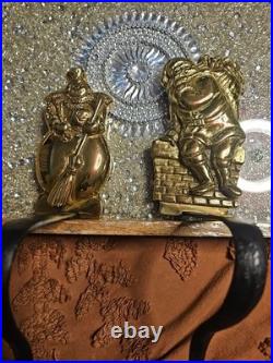 Vintage 1998 Brass Virginia Metalcrafters Santa/ Snowman Stocking Wreath Holders