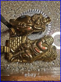 Vintage 1998 Brass Virginia Metalcrafters Santa/ Snowman Stocking Wreath Holders