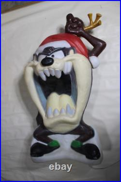 Vintage 2000 LARGE Tasmanian Devil TAZ Reindeer Blow Mold Yard Decor WORKS