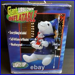 Vintage 2003 Gemmy Air Blown Inflatable 7ft Christmas Polar Bear & Baby Bear