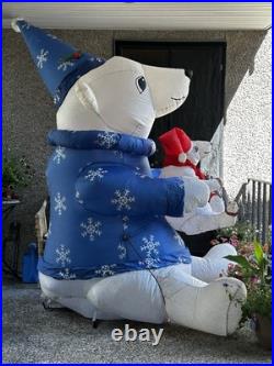 Vintage 2003 Gemmy Air Blown Inflatable 7ft Christmas Polar Bear & Baby Bear