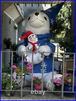 Vintage 2003 Gemmy Air Blown Inflatable 7ft Christmas Polar Bear & Baby Bear