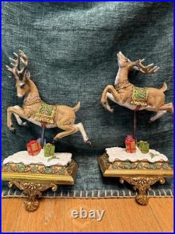 Vintage 2008 Joseph's Studio by Roman Reindeer Stocking Holders Set of 2 READ