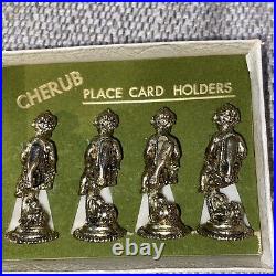Vintage 24k Gold Plated Cherub Placecard Holders Set of 12 B2
