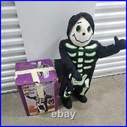 Vintage 36 Porch Kids Skeleton Trick or treater With Box Cute Halloween Decor