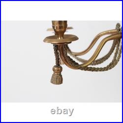 Vintage 5-Arm Brass Candelabra with Rope & Tassel Detail, Tapered-Candle Holder