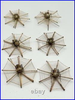 Vintage Antique Place Card Holders Spiderweb Set of 6 Silver (Set A)