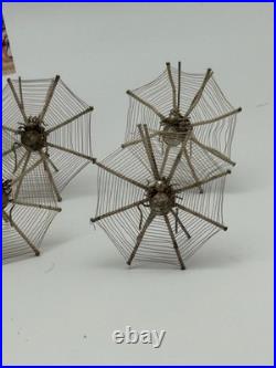 Vintage Antique Place Card Holders Spiderweb Set of 6 Silver (Set A)