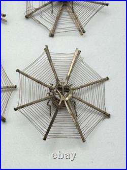 Vintage Antique Place Card Holders Spiderweb Set of 6 Silver (Set A)