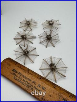 Vintage Antique Place Card Holders Spiderweb Set of 6 Silver (Set A)