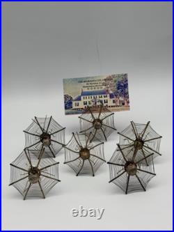 Vintage Antique Place Card Holders Spiderweb Set of 6 Silver (Set C)