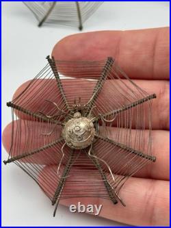 Vintage Antique Place Card Holders Spiderweb Set of 6 Silver (Set C)
