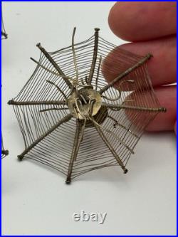 Vintage Antique Place Card Holders Spiderweb Set of 6 Silver (Set C)
