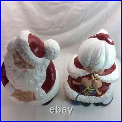 Vintage Atlantic Mold Mr and Mrs Santa Claus Ceramic Large 14 Christmas Decor