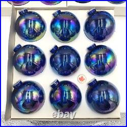 Vintage Barcana Iridescent Christmas Ornaments Unbreakable (3 Boxes) Lot Of 27