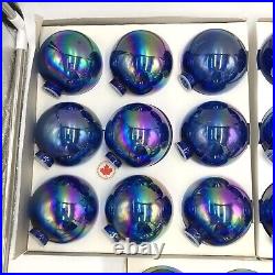 Vintage Barcana Iridescent Christmas Ornaments Unbreakable (3 Boxes) Lot Of 27