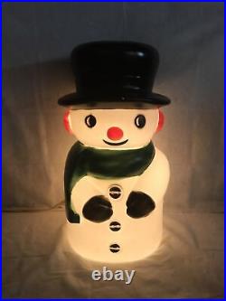 Vintage Blow Mold Snowman Lighted by Drainage New Old Stock Never Displayed 28