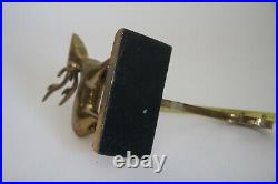 Vintage Brass Deer Reindeer Stocking Holder Long Arm Gold Finish Heavy