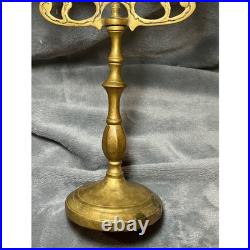 Vintage Brass Lion Candelabra Triple Candle Holder Table Decor 13 Tall