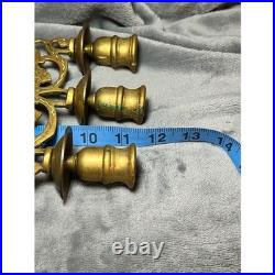 Vintage Brass Lion Candelabra Triple Candle Holder Table Decor 13 Tall