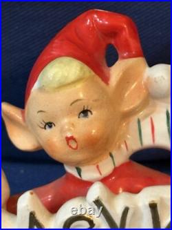 Vintage Candy Cane Merry Christmas Pixie Elf Elves 1950s Japan Rare