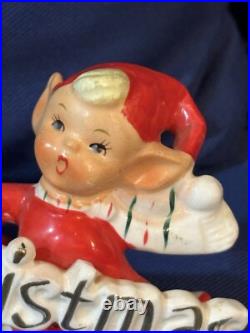 Vintage Candy Cane Merry Christmas Pixie Elf Elves 1950s Japan Rare