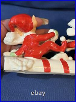 Vintage Candy Cane Merry Christmas Pixie Elf Elves 1950s Japan Rare