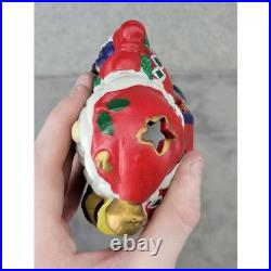 Vintage Ceramic Santa Claus Tea Light Candle Holder Christmas Figurine 4.5