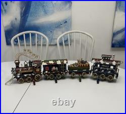 Vintage Christmas Express Train Mantle Shelf Stocking Hangers 4 Piece Set