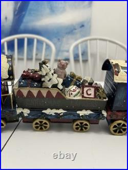 Vintage Christmas Express Train Mantle Shelf Stocking Hangers 4 Piece Set