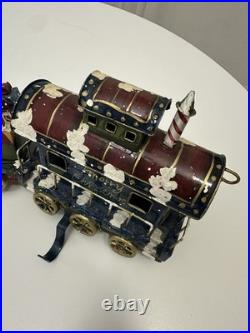 Vintage Christmas Express Train Mantle Shelf Stocking Hangers 4 Piece Set