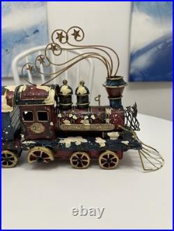 Vintage Christmas Express Train Mantle Shelf Stocking Hangers 4 Piece Set