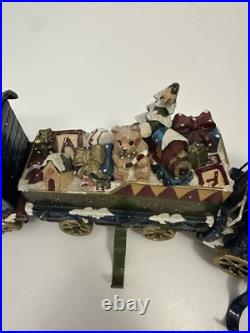 Vintage Christmas Express Train Mantle Shelf Stocking Hangers 4 Piece Set