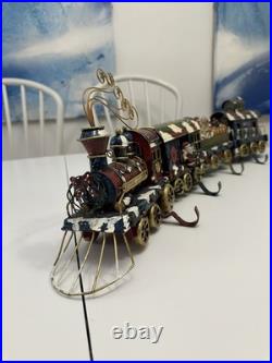 Vintage Christmas Express Train Mantle Shelf Stocking Hangers 4 Piece Set