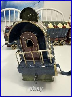 Vintage Christmas Express Train Mantle Shelf Stocking Hangers 4 Piece Set
