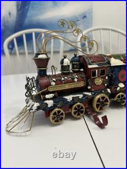 Vintage Christmas Express Train Mantle Shelf Stocking Hangers 4 Piece Set