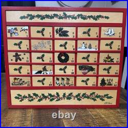 Vintage Christmas L. L. Bean Advent Calendar Wood 1990's original box for storage