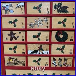 Vintage Christmas L. L. Bean Advent Calendar Wood 1990's original box for storage