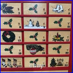 Vintage Christmas L. L. Bean Advent Calendar Wood 1990's original box for storage