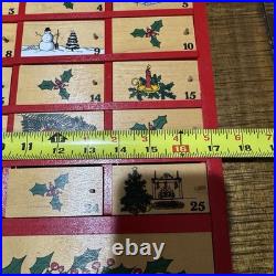 Vintage Christmas L. L. Bean Advent Calendar Wood 1990's original box for storage