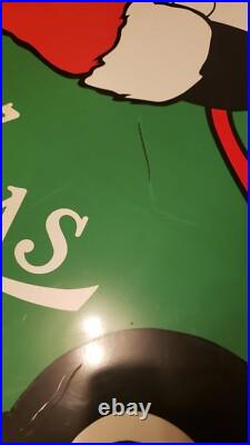 Vintage Christmas Santa Sleigh Reindeer Plastic Yard Sign Art