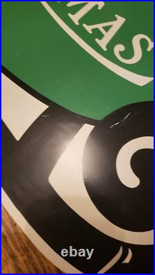 Vintage Christmas Santa Sleigh Reindeer Plastic Yard Sign Art