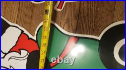 Vintage Christmas Santa Sleigh Reindeer Plastic Yard Sign Art