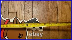 Vintage Christmas Santa Sleigh Reindeer Plastic Yard Sign Art