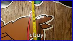 Vintage Christmas Santa Sleigh Reindeer Plastic Yard Sign Art