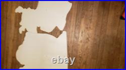 Vintage Christmas Santa Sleigh Reindeer Plastic Yard Sign Art